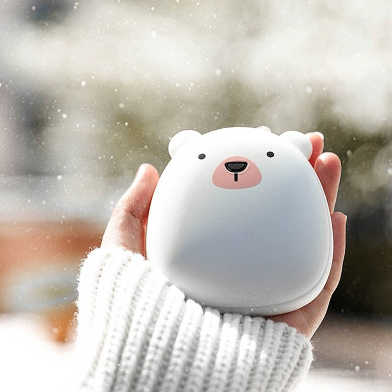 CPDD Cartoon Penguin Bear Electric Hand Warmers USB Rechargeable Double-Side Heating Pocket Power Warmer
