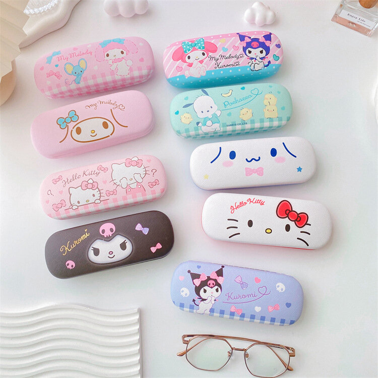 Sanrio Hello Kitty cinnoroll kromiメガネケース、近視メガネ収納ボックス、アニメカワイイ、キュート、クリエイティブ、トラベル、ポータブル、ガールズ