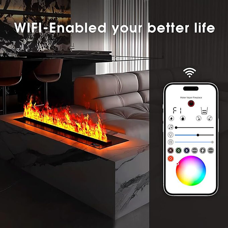 3D Atomized Fireplace With Colorful Flame ECO Decorative Customized Mist Intelligent Indoor Electric Water Vapor Fireplace