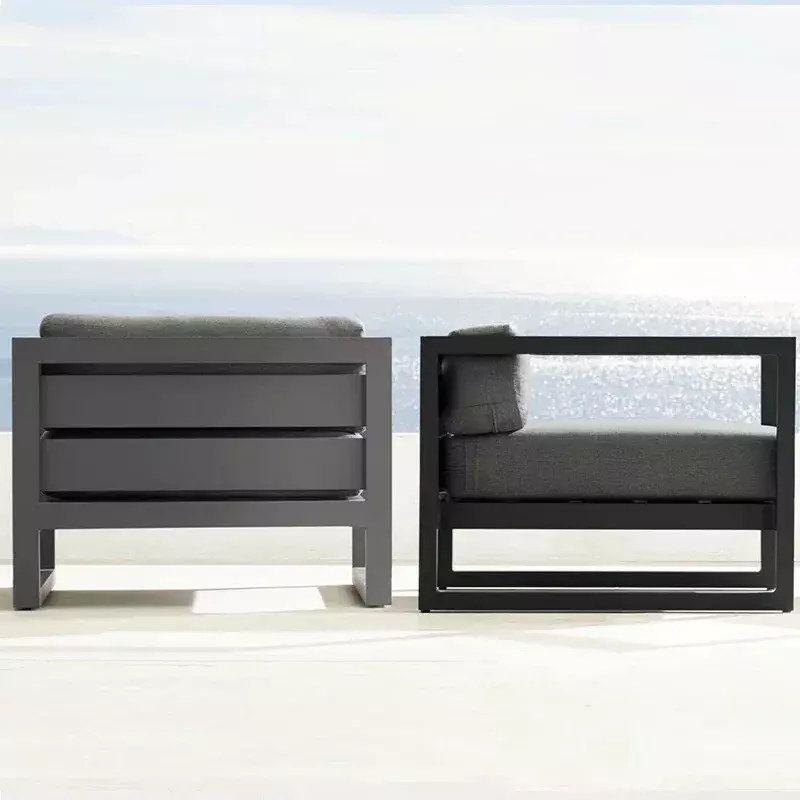 Muebles de exterior personalizados para patio, balcón nórdico, aleación de aluminio, tarjetero simple moderno, estilo loft, sofá industrial