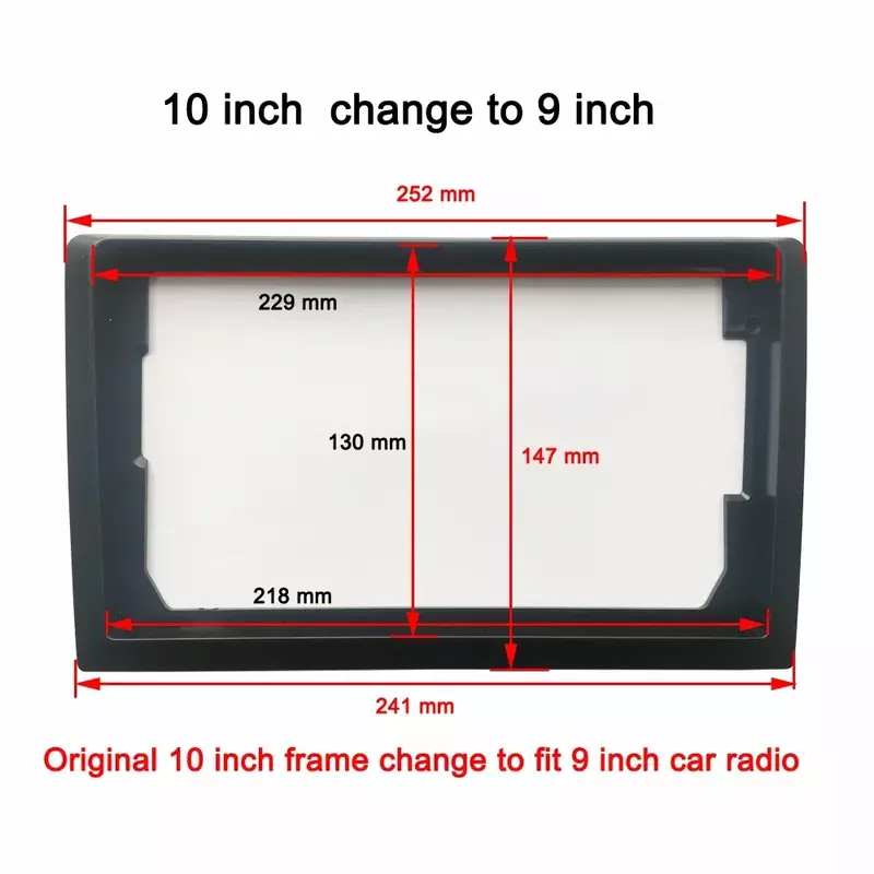 Car Radio Fascia Frame, Switch Frame, adequado para todos os modelos de veículos, 1 Din, 9 a 10, 9, 10 a 7 Polegada