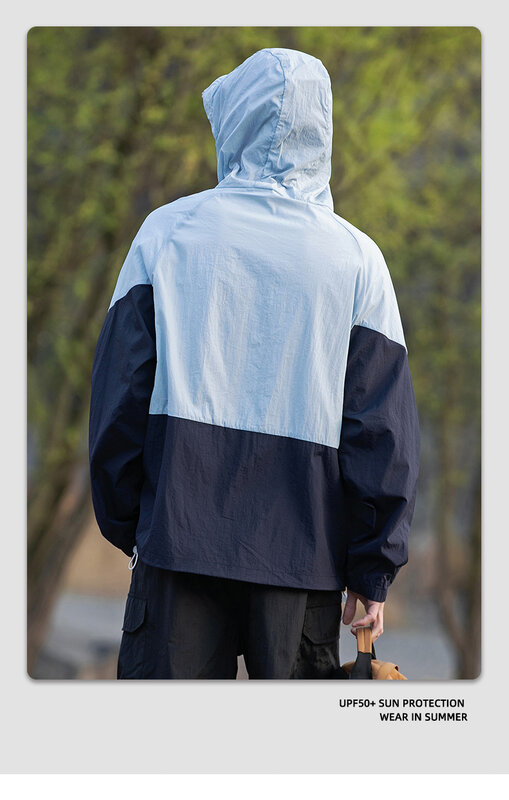 편안하고 가벼운 야외 속건성 UPF50 + 자외선 차단 후드 코트 셔츠, 칼라 캐주얼 재킷, 아이스 감각, 신상