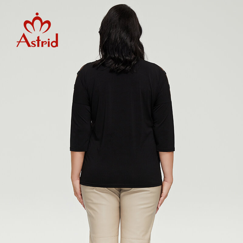 Astrid – T-Shirt à manches longues pour femme, haut surdimensionné, Vintage, à la mode, avec impression de diamants, 2022
