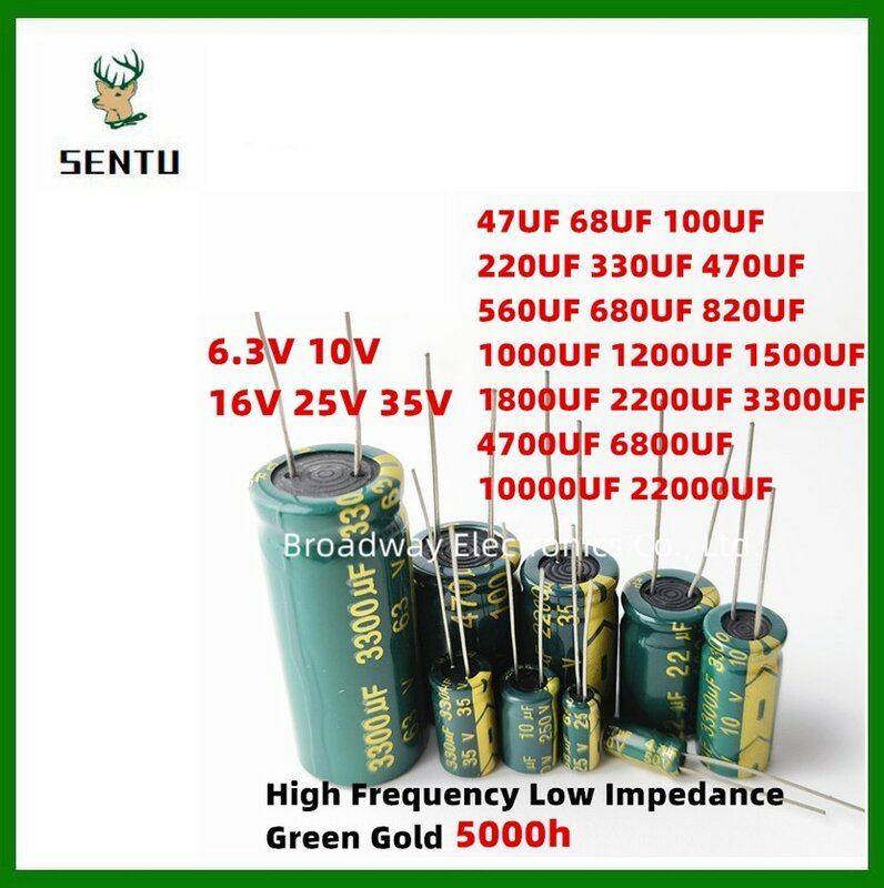 Высокочастотный алюминиевый конденсатор с низким ESR, 6,3 В, 10 в, 16 В, 25 в, 35 в, 1000 мкФ, 1200 мкФ, 1500 мкФ, 1800 мкФ, 2200 мкФ, 3300 мкФ, 4700 мкФ, 6800 мкФ, 2-50 шт.