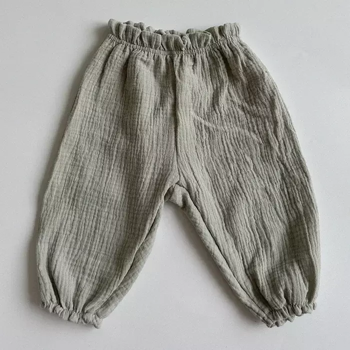Pantalones de muselina para bebé, niño y niña, pantalones de linterna informales, pantalones completos
