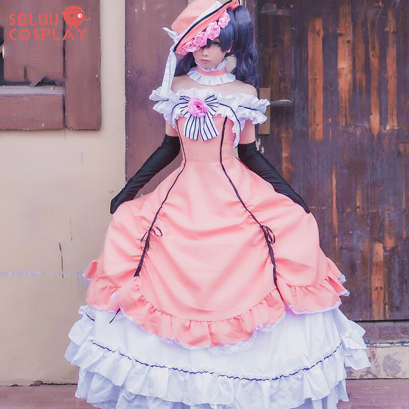 SBluuCosplay Anime Black Butler Ciel Phantomhive Lady Cosplay Costumes Women Fashion Fancy Party Dress for Halloween with Wig