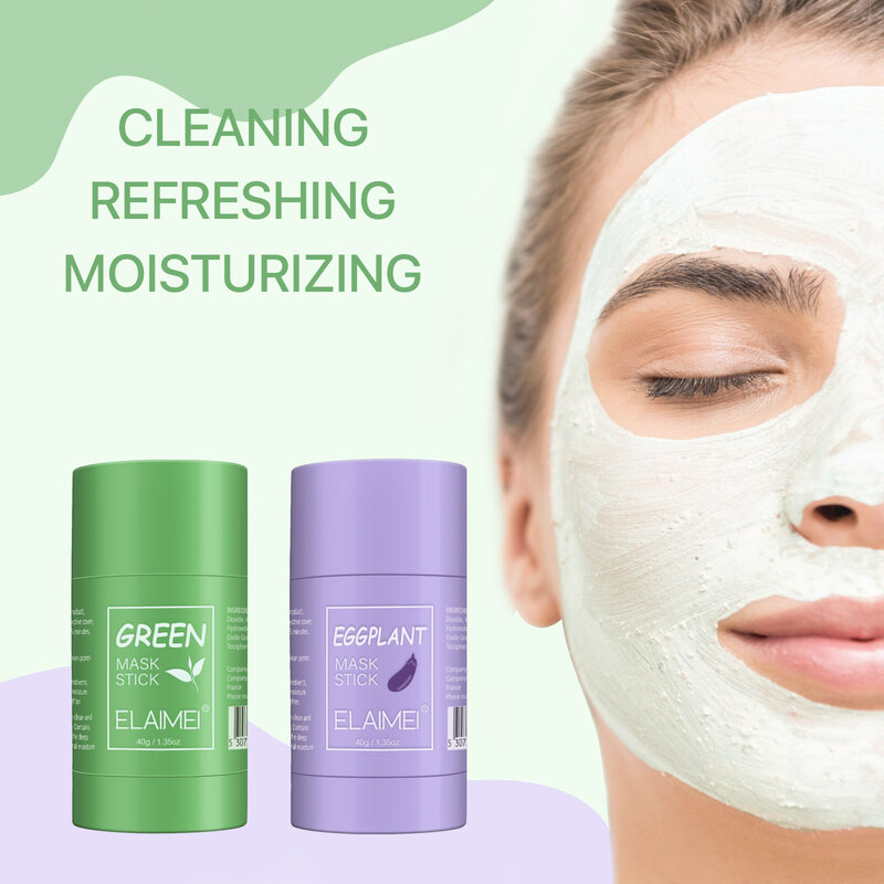 40g tè verde pulizia profonda bellezza salute maschera facciale Stick detergente per pori per il viso purificante argilla rimozione punti neri cura della pelle