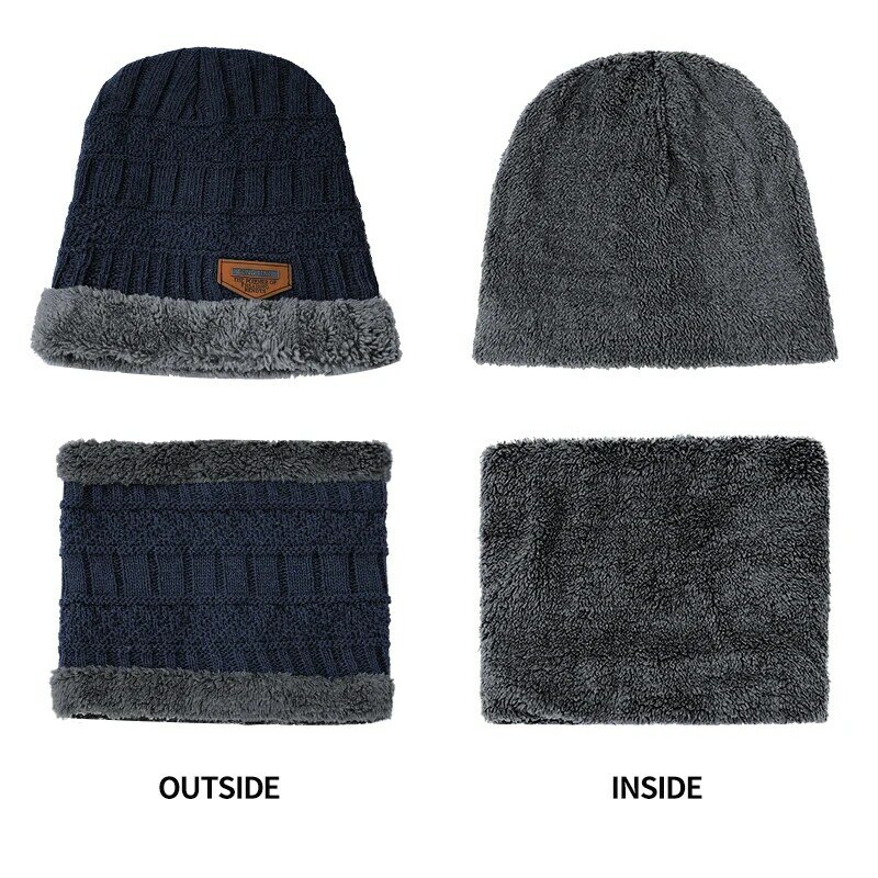 Ensemble bonnet et écharpe en laine optique pour hommes et femmes, cagoule, masque, bonnet, chapeau, femme, hiver