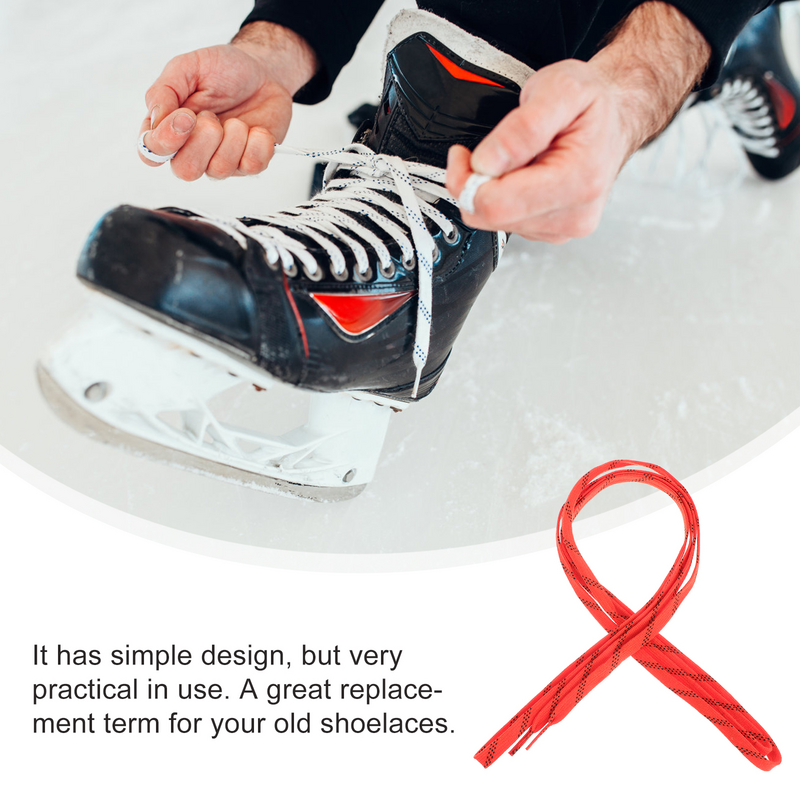 Skate Laces Ice Hockey Shoelaces Roller Lace Waxed Shoe Tightener Skates Flat Derby Strings Up Wide Puller Bite Protector