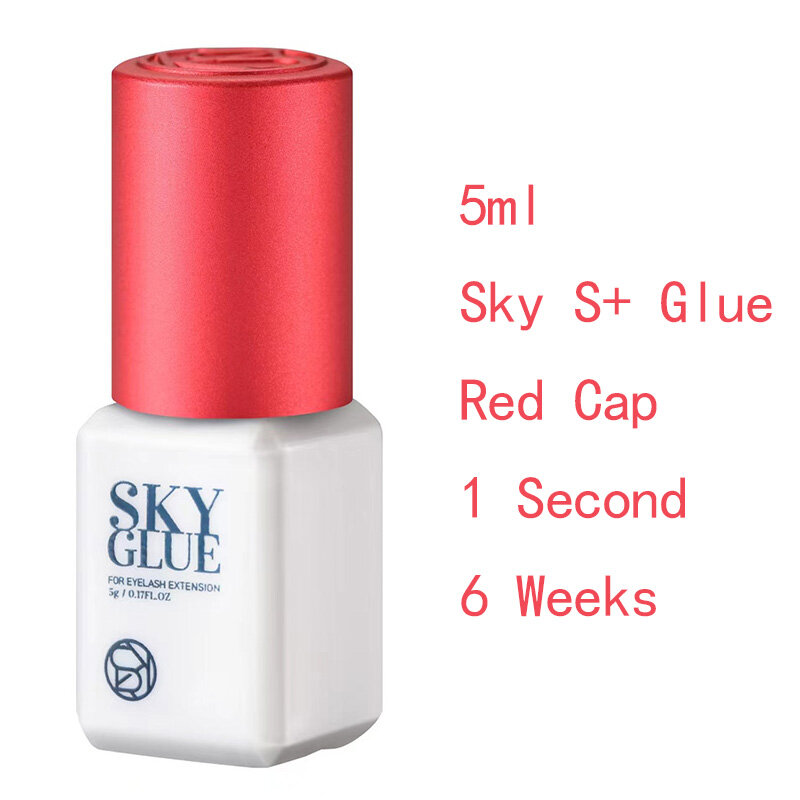 Sky Glue for Eyelash Extensions, 5ml, Coréia, Original, Vermelho, Preto, Blue Cap, False Lash Adhesive Shop, 5 Garrafas