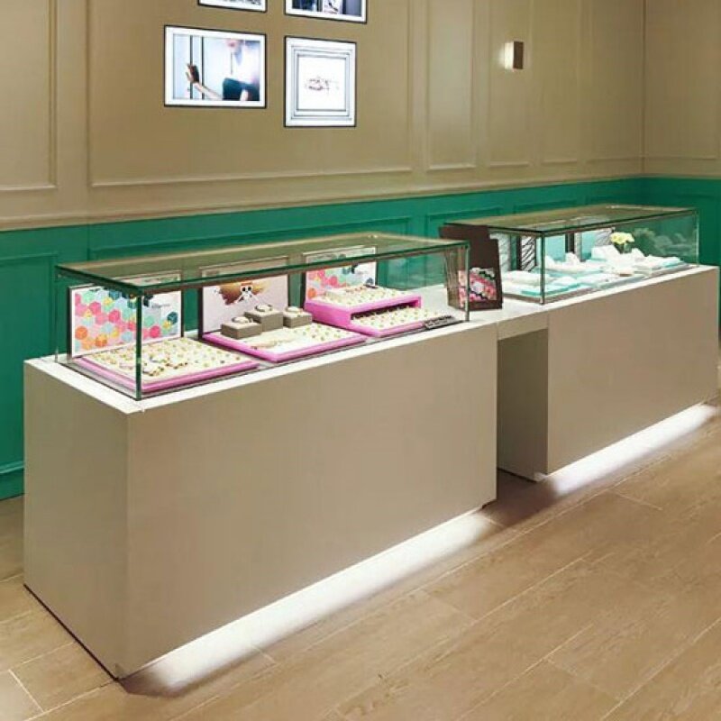 Vitrine de magasin de bijoux personnalisée, kiosque de bijoux en verre pour centre commercial