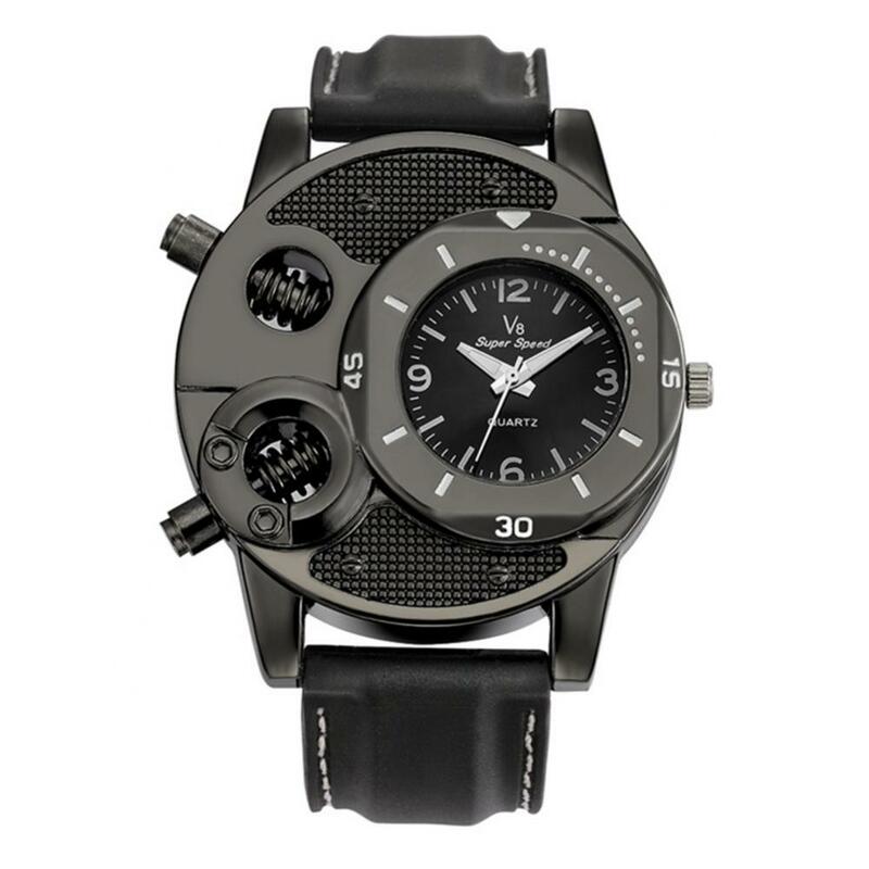 Relógio de pulso quartzo V8 masculino, parafusos de silicone, mostrador redondo, esportes analógico, legal