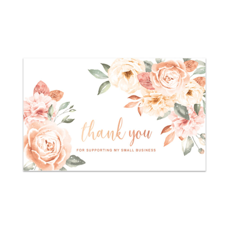 Flores cor de rosa Obrigado Cartões, Adequado para Decoração Pacote Caixa de Presente, Compras Cozimento Pequenas Empresas, 10-30Pcs, 9cm * 5,4 cm