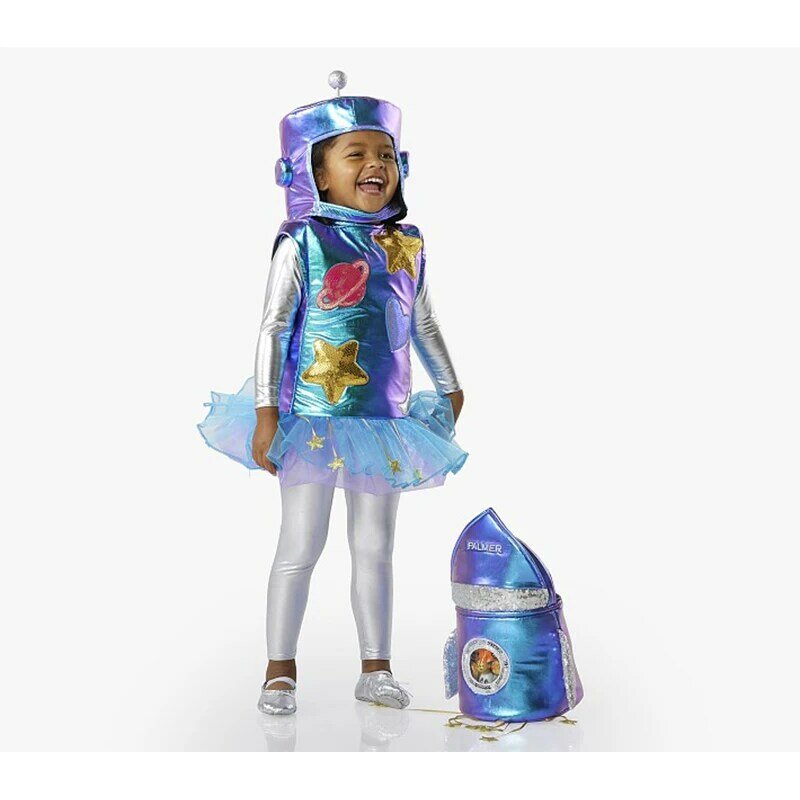 Unisex bambino ragazze astronauta tuta fantasia vestire ragazzi bambini Robot Costume bambino 3D razzo Costume di Halloween 2023