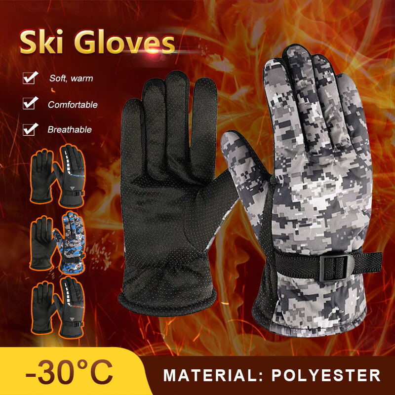 Waterproof Winter Warm Ski Cycling Motocycle Gloves Anti-slip Thickness Thermal Sports Camping Gloves for Men Women Travel Glove