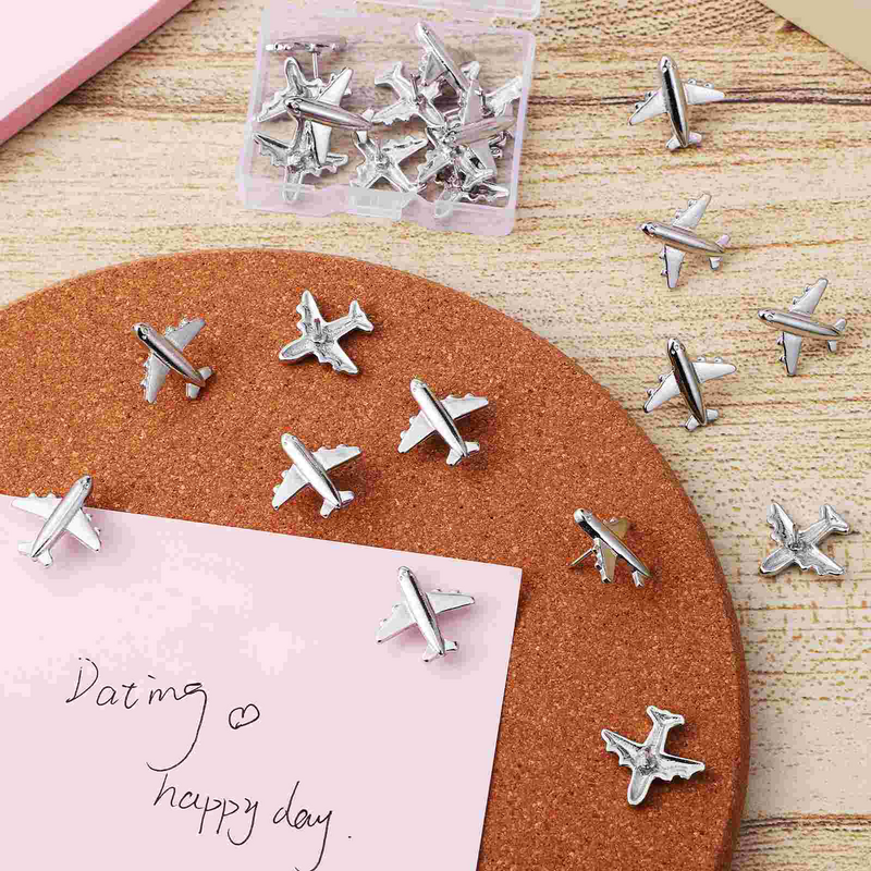 24 Pcs The Plane Three-dimensional Metal Aircraft Thumb Tacks Pushpins For Wall Airplane Cute Picture Office Accessories