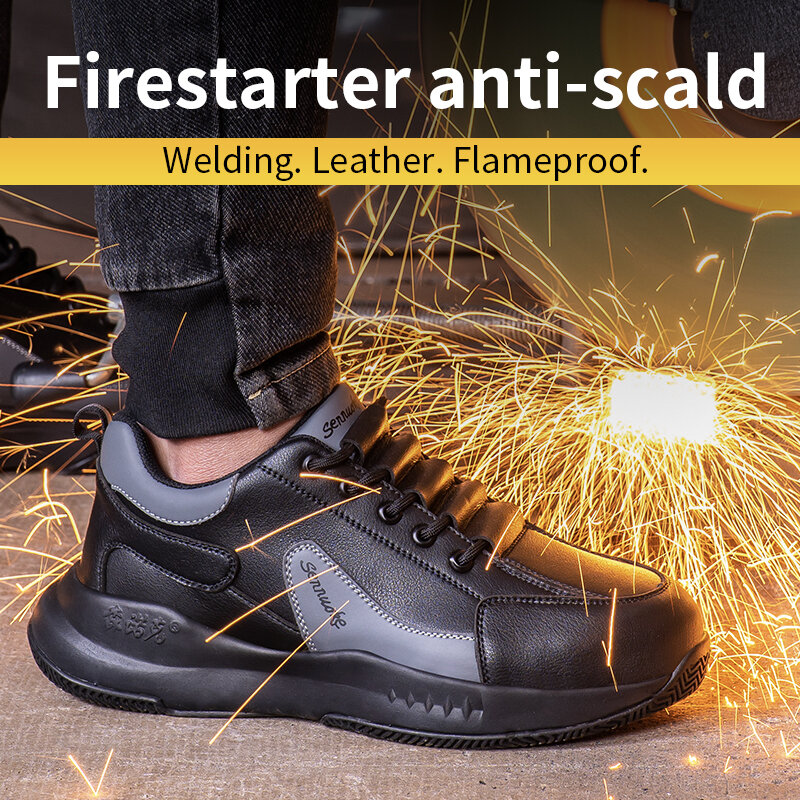 男性用の軽量安全靴,作業靴,防水,耐摩耗性