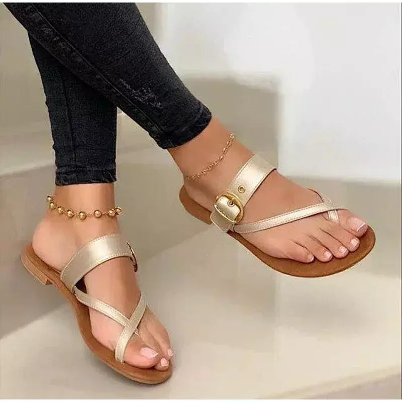 Slippers Women 2024 Summer New Fashion Clip Toe Buckle Casual Shoes Ladies Beach Flat Flip Flops Female Zapatos De Mujer