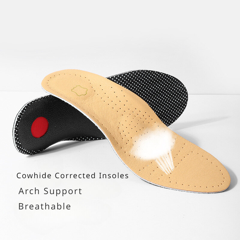 2/4pcs Genuine Leather Sports Insole for Arch Support Cowhide Insoles Shock Absorbing Plantar Fasciitis Template Inserts