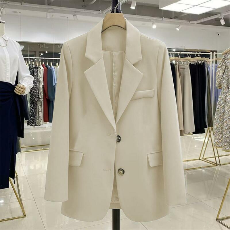 Casaco leve de peito único feminino, estilo de escritório formal feminino macio, casaco de negócios profissional, 1pc