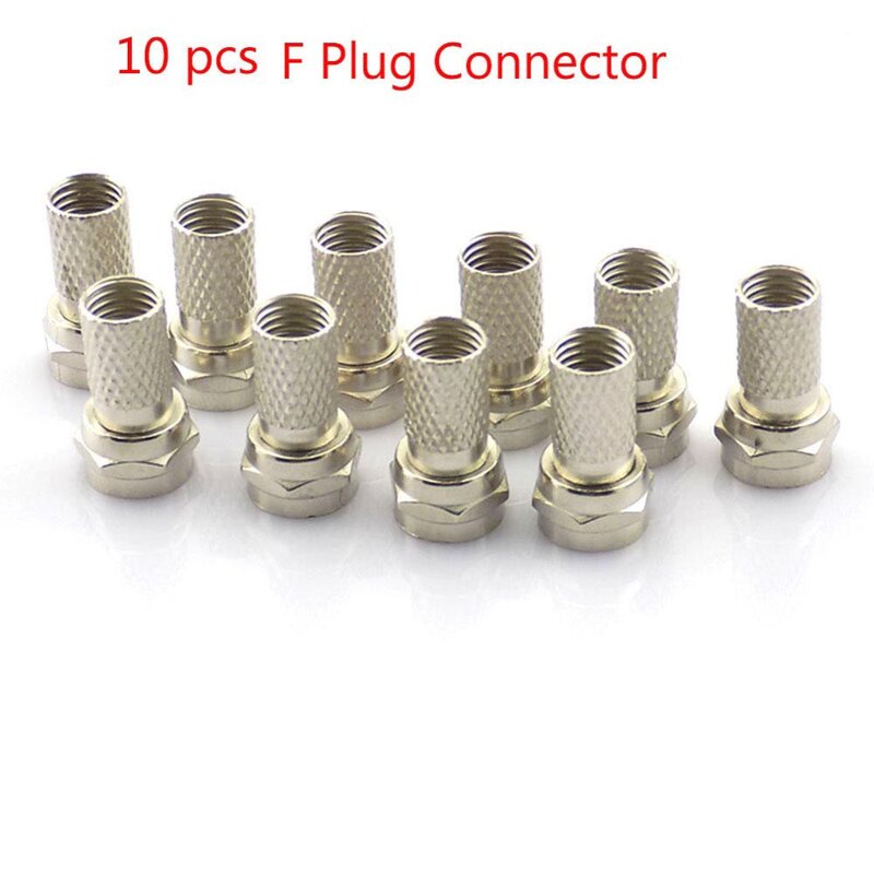 10pcs RG6 F Plug Connector Satellite Sky Virgin TV Aerial Cable Screw Twist Coax Adapter for RG6 Coaxial Cable TV Adapter L19