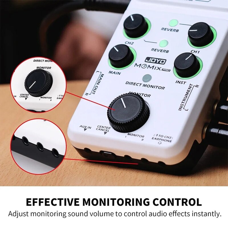 JOYO MOMIX Pro USB Sound Card Audio Mixer for Guitar Microphone Keyboard Recording Live Streaming Audio-to-video Sync Mixer