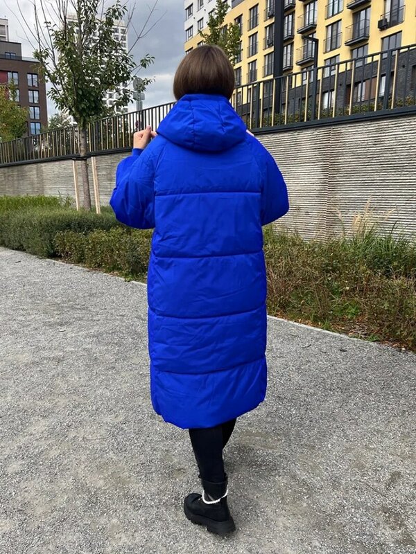 Capispalla femminile lungo Streetwear taglia 3XL -30 gradi inverno donna parka con cappuccio X-giacche lunghe cappotto Casual spesso caldo antivento