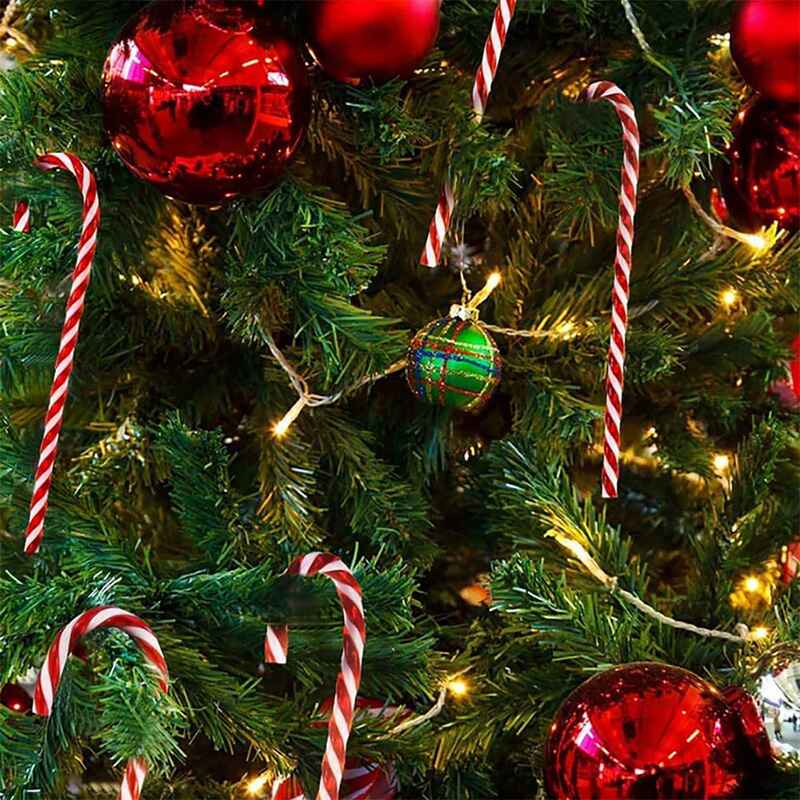 50 pezzi di canna da zucchero natalizia fatta a mano rossa e bianca Kawaii cibo in miniatura decorazioni per la casa