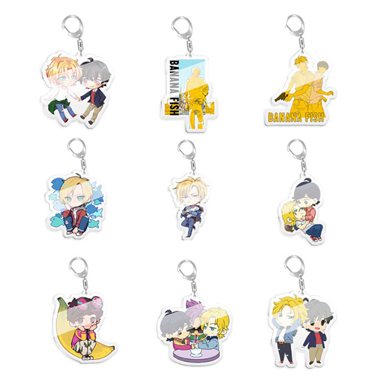 Anime BANANA FISH Keychain Acrylic Cosplay Figures Keyrings for Bag Car Key Chains Cartoon Women Men Jewelry Gift Accessories