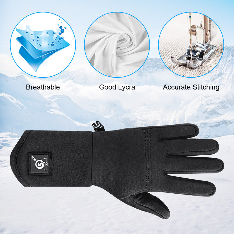 Sarung tangan pemanas elektrik pria dan wanita, sarung tangan tipis bersepeda Snowboarding berkendara Ski dengan pemanas baterai isi ulang daya untuk pria dan wanita