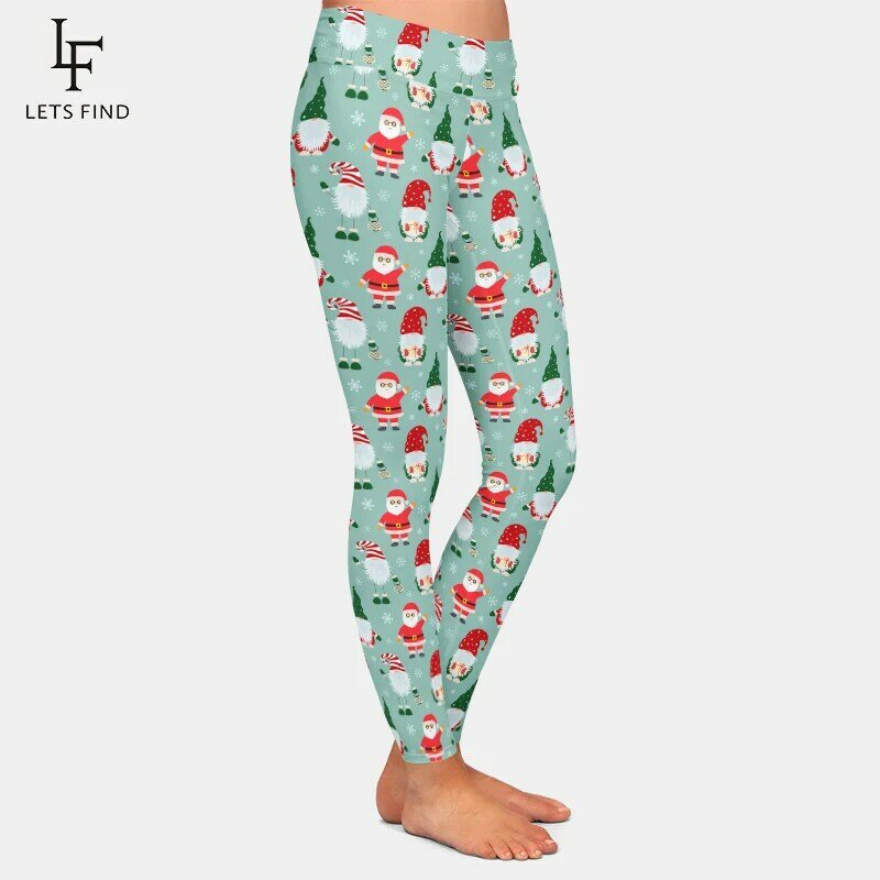 LETSFIND-pantalones de Fitness para mujer, pantalón con estampado 3D de Gnomo de Navidad, cintura alta, cómodo, Sexy, novedad, Invierno