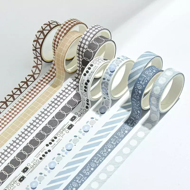 5pcs/set 10mmx2m Simple Grids Series Cute Washi Tape Set DIY Notebook Scrapbook Masking  School Supplies Stationery