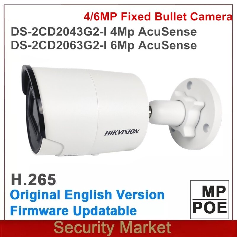 Cámara Bullet IP IR POE con ranura para tarjeta SD, DS-2CD2063G2-I en inglés, 6Mp y DS-2CD2043G2-I 4MP, H265 264
