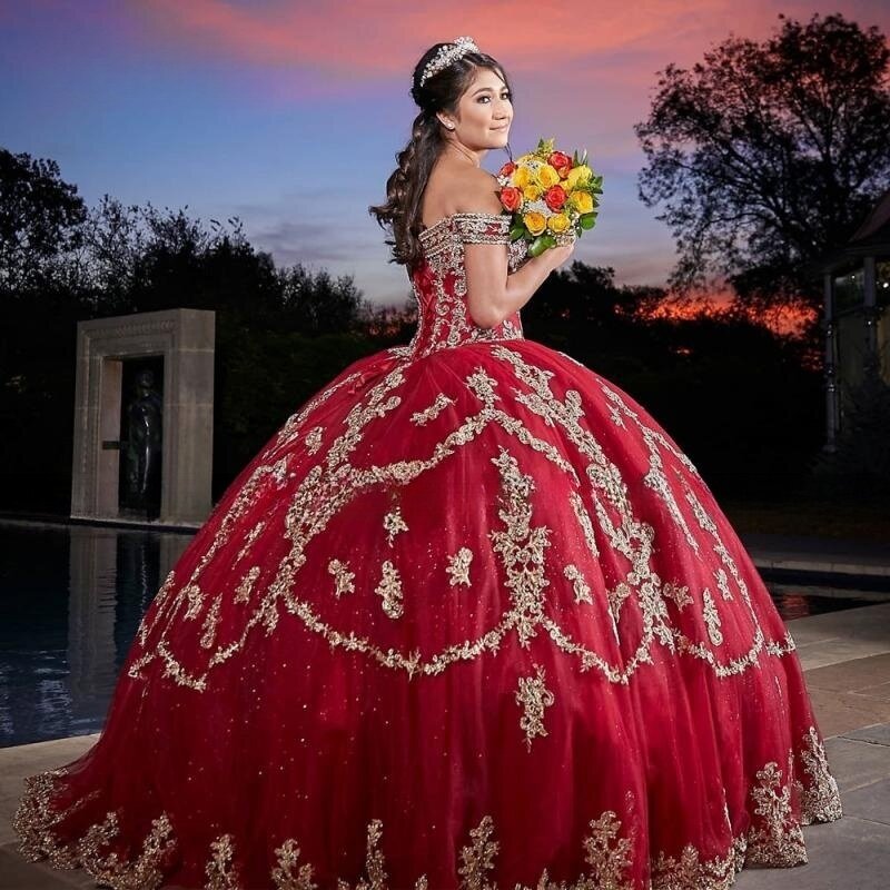 Vestidos De quinceañera rojos De lujo, fiesta De cumpleaños, dulce vestido De princesa 16 con apliques, desfile, 15 Años, 2024