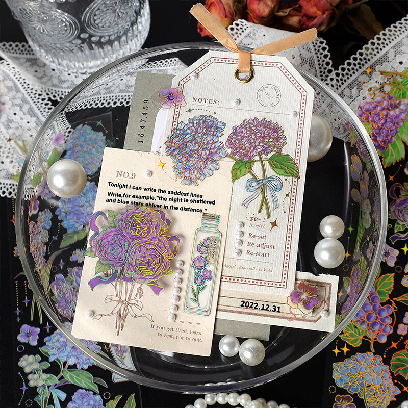 3 stücke Bronzing Blumen Aufkleber ästhetischen Diy Aufkleber Ästhetischen Scrapbooking Journal Deco Album Deco DIY Tagebuch Schreibwaren