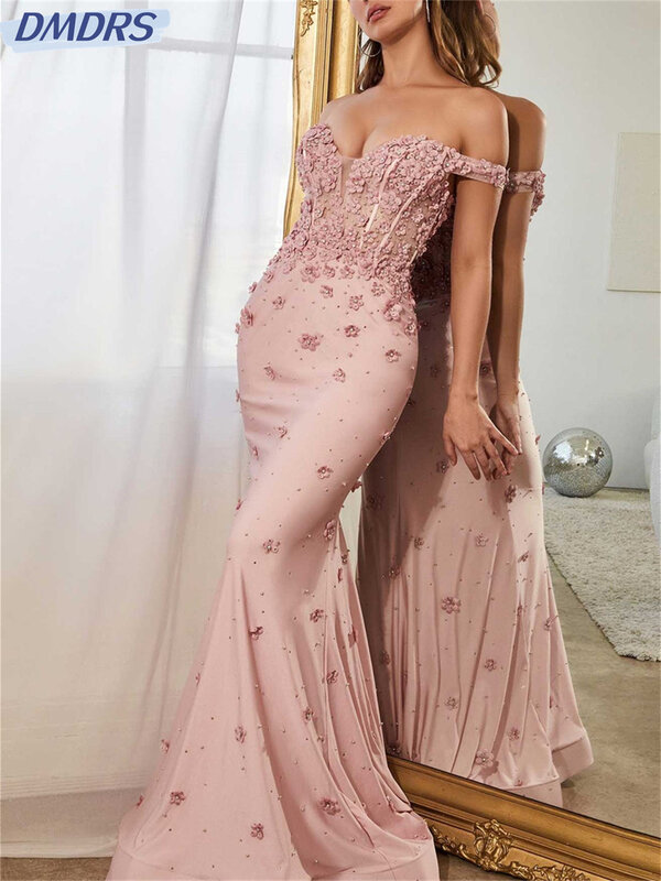 Gaun malam putri duyung romantis 2024 gaun kerah v seksi mewah dan elegan manik-manik panjang lantai gaun A-line Vestidos De Novia