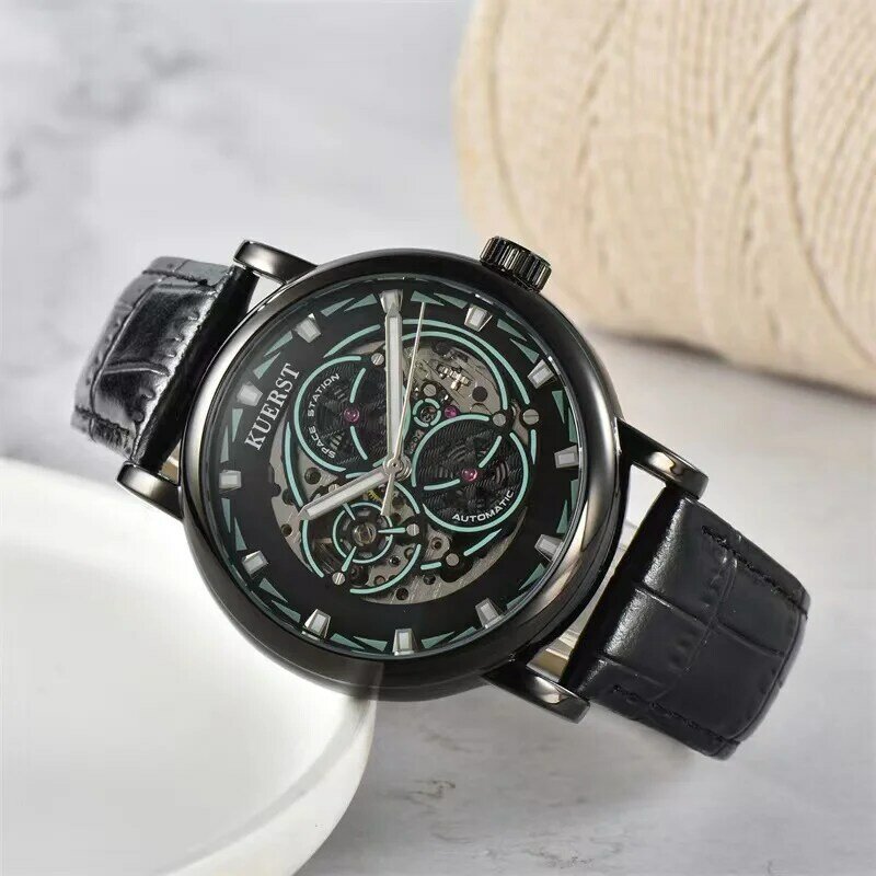 Cow Leather Band Men Watch Business Automatic Watch Graceful Women Work Watch