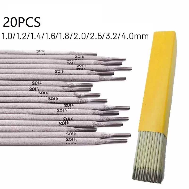 20 buah 304 batang las listrik baja tahan karat elektroda A102 kabel Solder 1.0mm-4.0mm alat las elektroda elektroda sangat halus