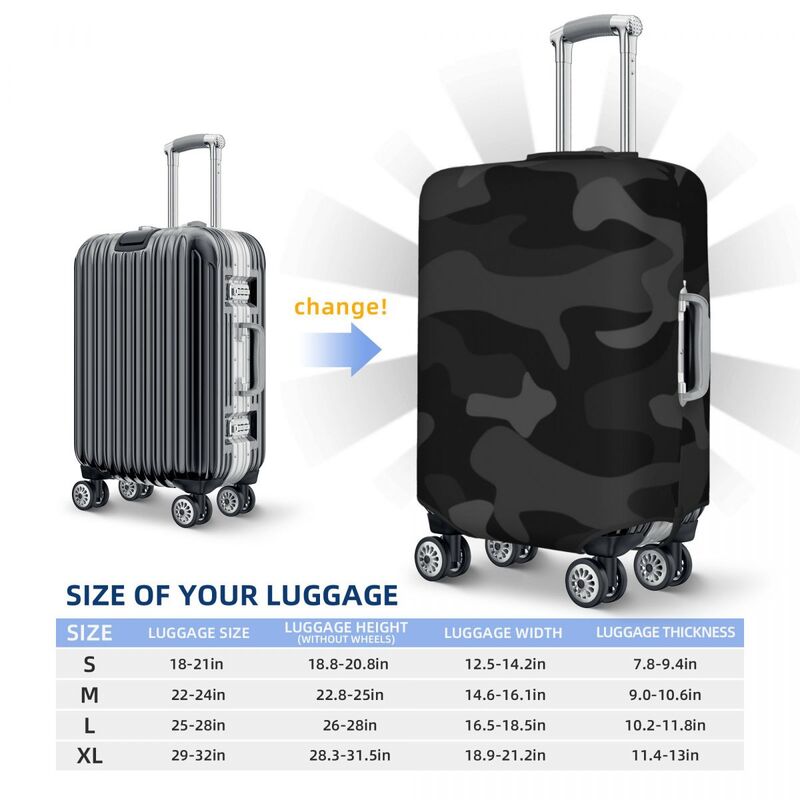 Copertura per bagagli da viaggio con motivo mimetico nero personalizzato protezione elastica per valigia mimetica militare dell'esercito adatta a 18-32 pollici