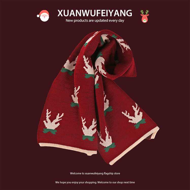 Écharpe de Noël en laine pour femme, châle chaud d'hiver, écharpe imprimée rouge, écharpes rondes, nouveau cou, garder au chaud, 2023