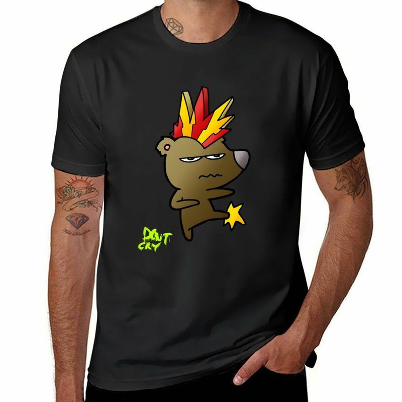 Camiseta de arte urbana e cultura graffiti masculina, tops de algodão fofos, roupa para menino, kawaii