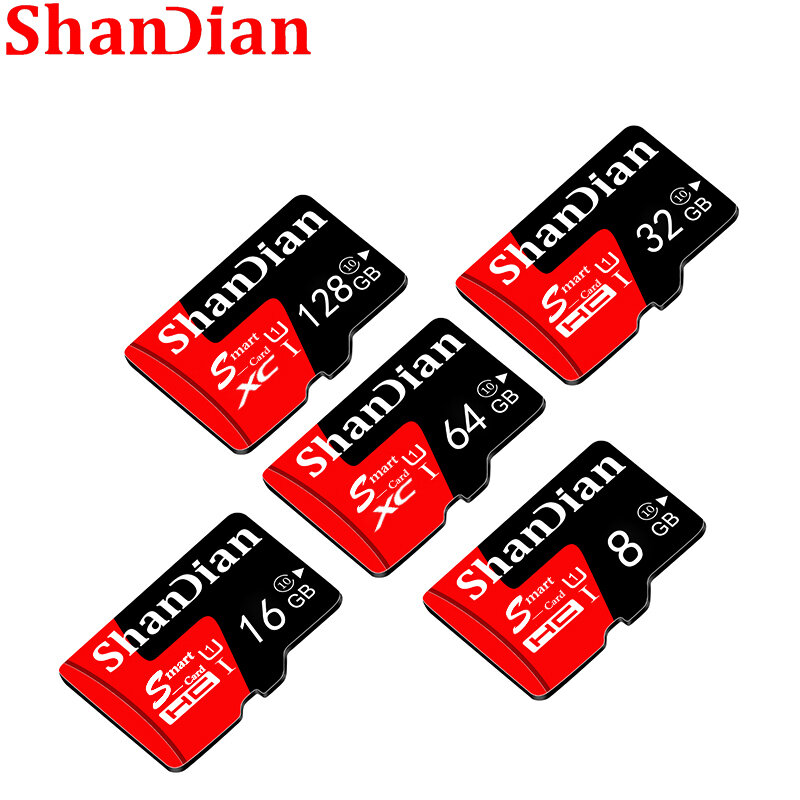 SHANDIAN 100% 원래 진짜 용량 8 기가 바이트 어댑터 선물 16 기가 바이트 메모리 카드 32 기가 바이트 클래스 10 스마트 SD 64 기가 바이트 SD 카드 SD/TF 플래시 카드