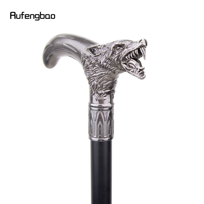オオカミの頭を彫刻するウォーキング杖,装飾的なウォーキングスティック,紳士服,エレガントなコスプレ杖ノブ,93cm