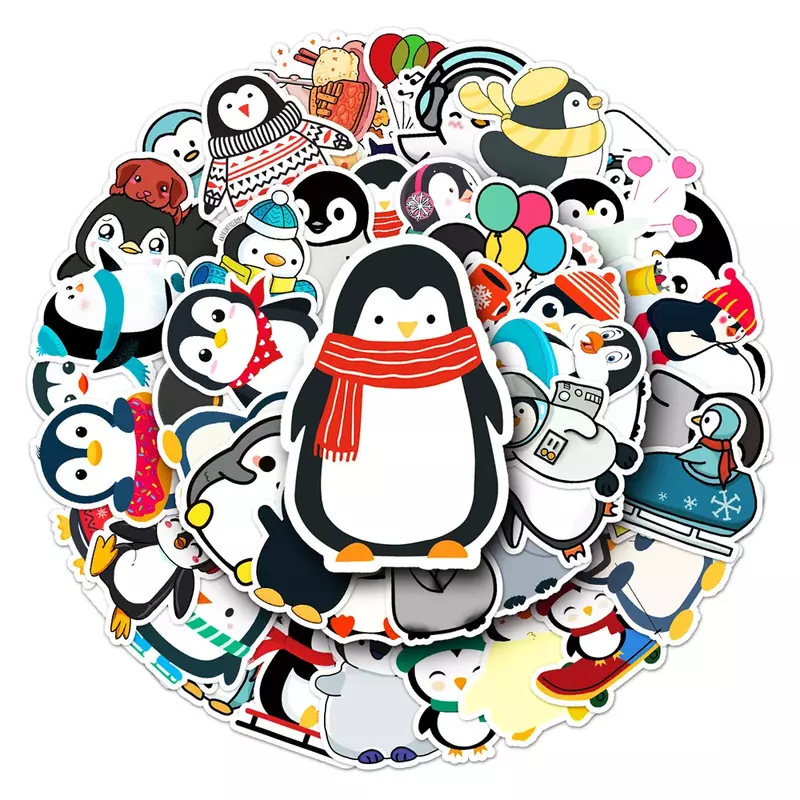 Pinguim Animal Cartoon Graffiti Etiqueta, Etiqueta impermeável, Decoração do caderno, iPad, Guitarra, Skate, Presente das crianças, Atacado, 10 Pcs, 30 Pcs, 50Pcs