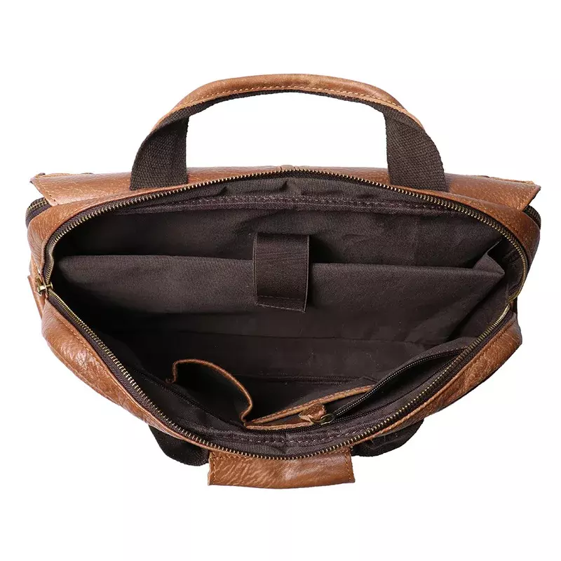 Vintage Leather Men's Briefcase Shoulder Messenger Bag Laptop Handbag