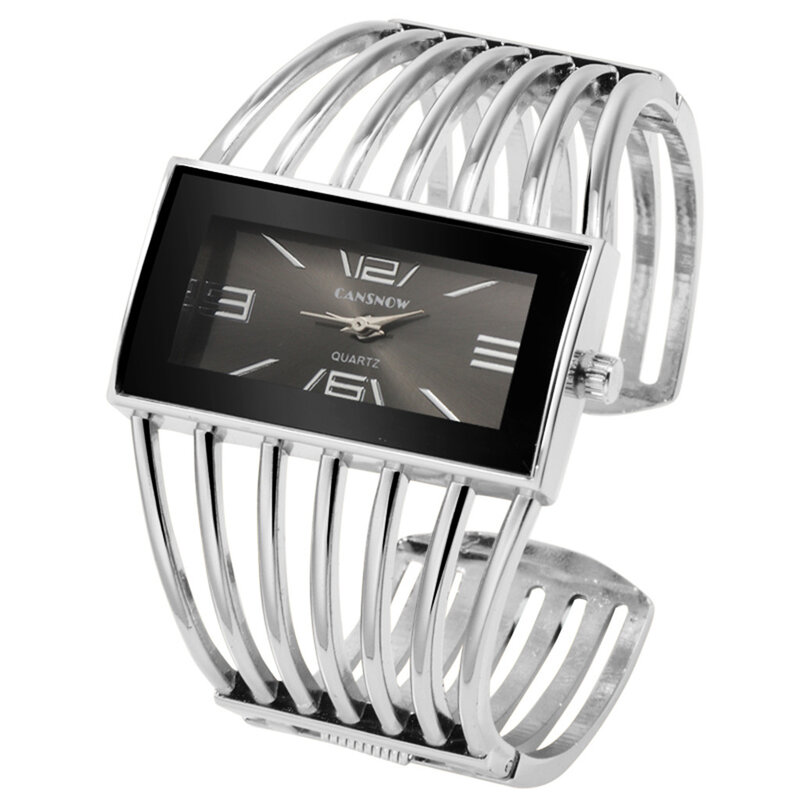 Design exclusivo Square Dial Quartz Watch para senhoras, pulseira de liga, moda luxuosa
