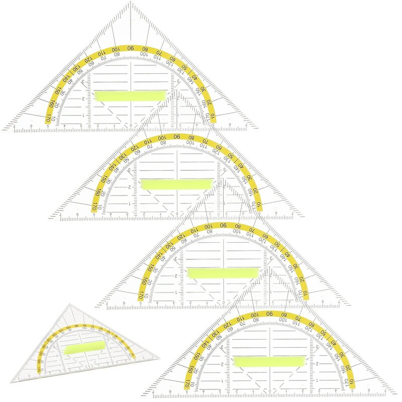 5 Pcs Drawing Triangle Ruler Geometry Rulers Squares Measurement Tools Circle Multi-functional Geometric