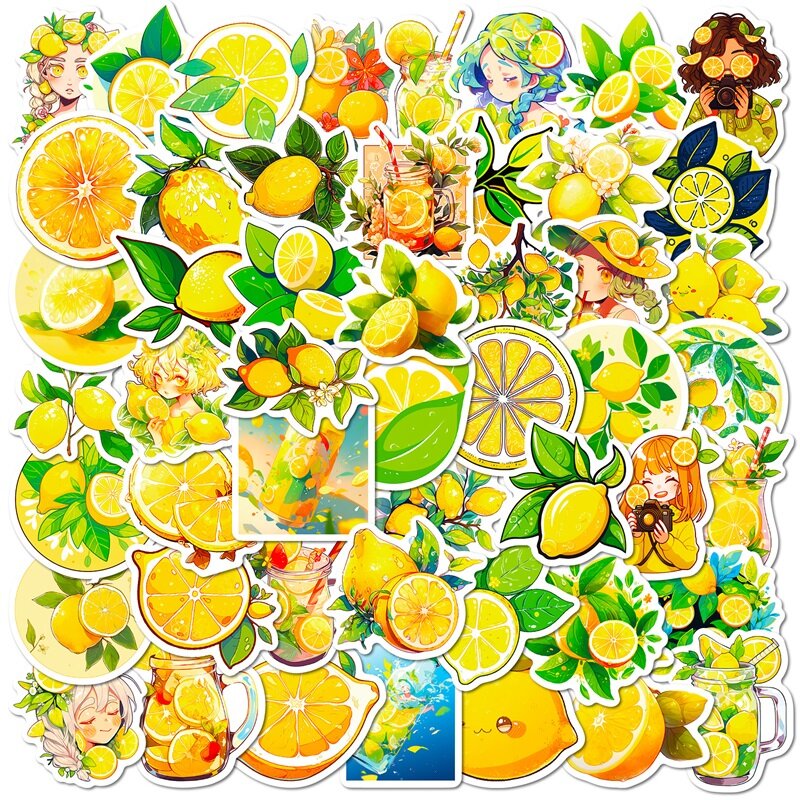 10/30/50 buah stiker PVC Lemon segar estetika dekorasi anak-anak buku tempel Korea alat tulis sekolah perlengkapan untuk anak-anak