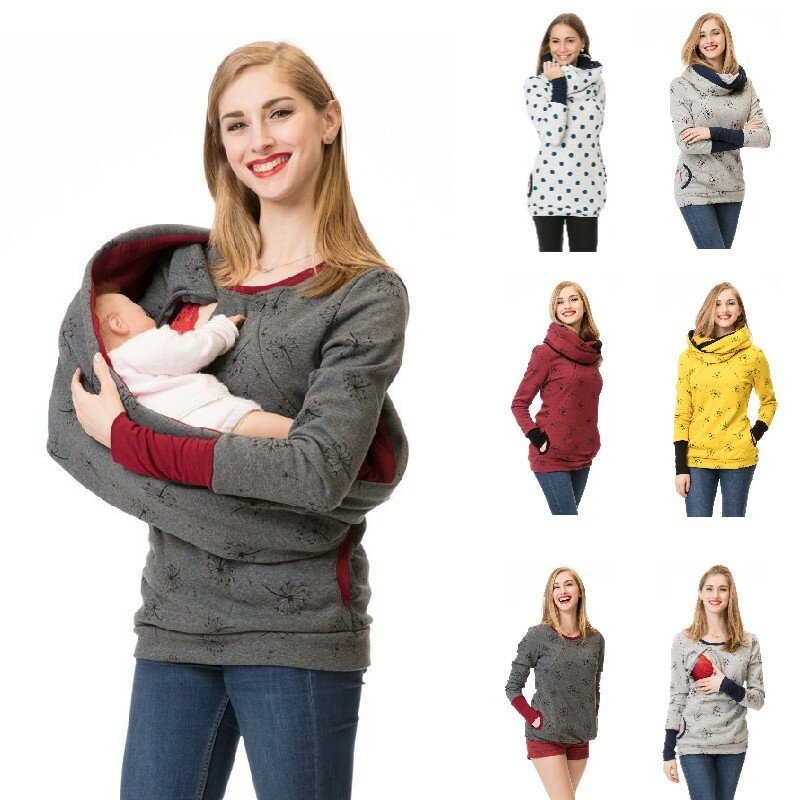 Maternidade enfermagem moletom com capuz outono inverno camisola gravidez roupas grávidas amamentação camiseta topo
