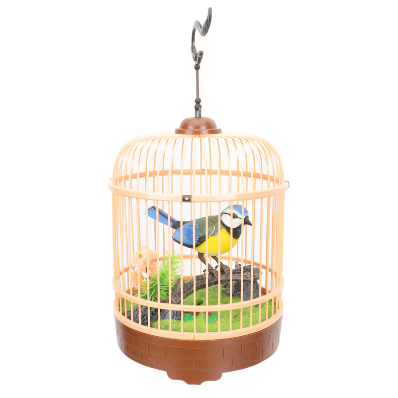 Giocattolo divertente gabbia per uccelli Decor falso i suoni realistici movimento simulazione di plastica cinguettio induzione gabbia per uccelli giocattolo canto
